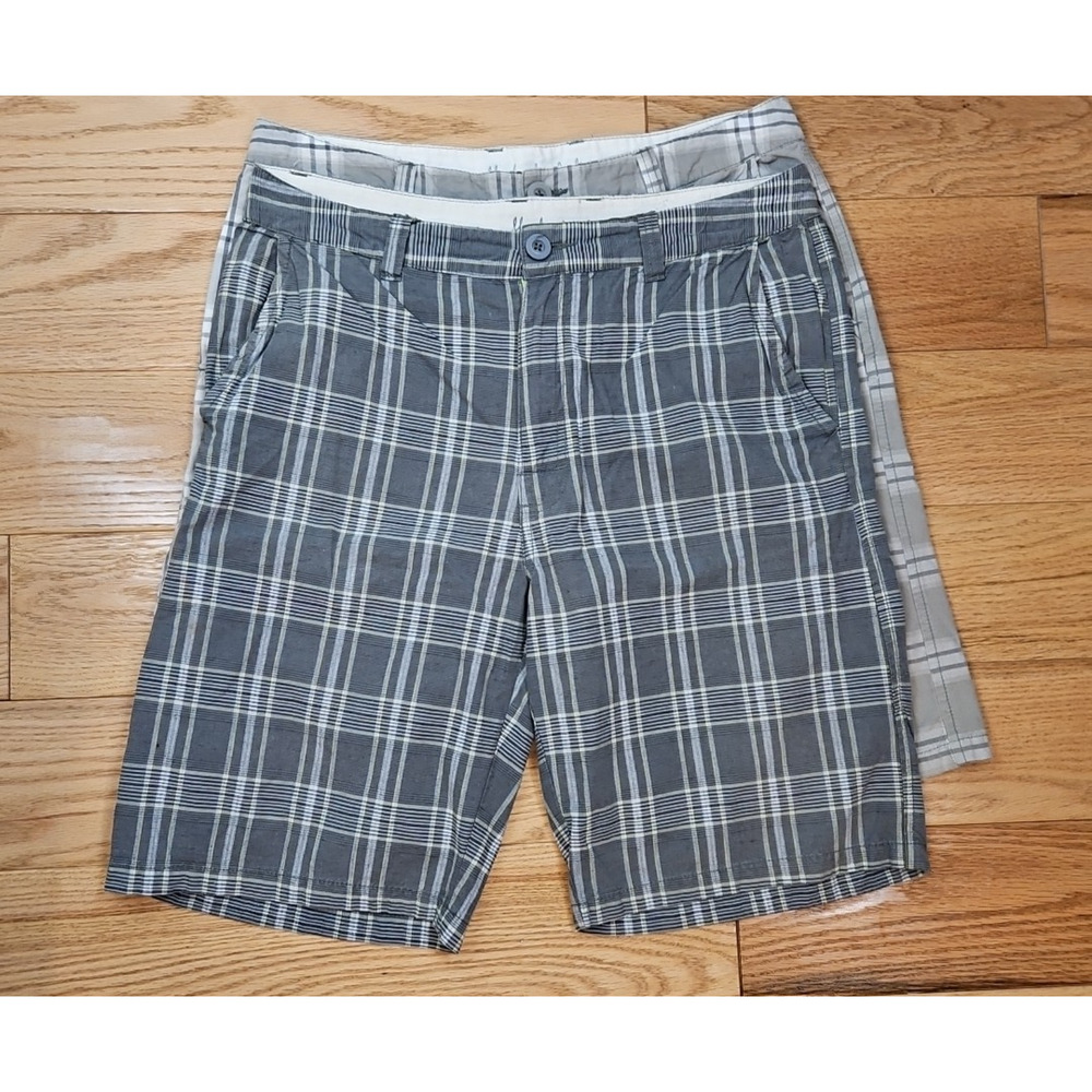 Lot of two Mambo Australia Shorts Mens Shorts 34 Chino Casual Cotton gray plaid